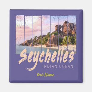 Seychelles Indian Ocean vintage sunset souvenir Magnet