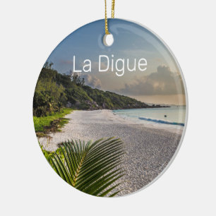 Seychelles La Digue Sunset Beach Holiday Souvenir Ceramic Ornament