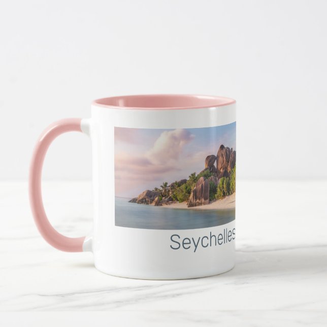 Seychelles La Digue Vintage Sunset Holiday Gift Mug (Left)