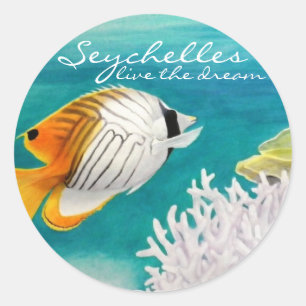 Seychelles live the dream angelfish classic round sticker