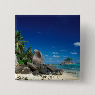 Seychelles, Mahe Island, Anse Royale Beach. 15 Cm Square Badge