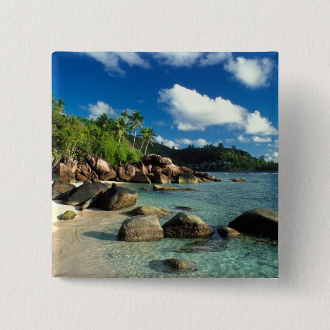Seychelles, Mahe Island, Anse Royale Beach. 3 15 Cm Square Badge (Front)