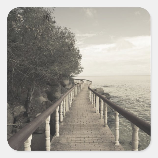 Seychelles, Praslin Island, Anse Bois de Rose, Square Sticker (Front)