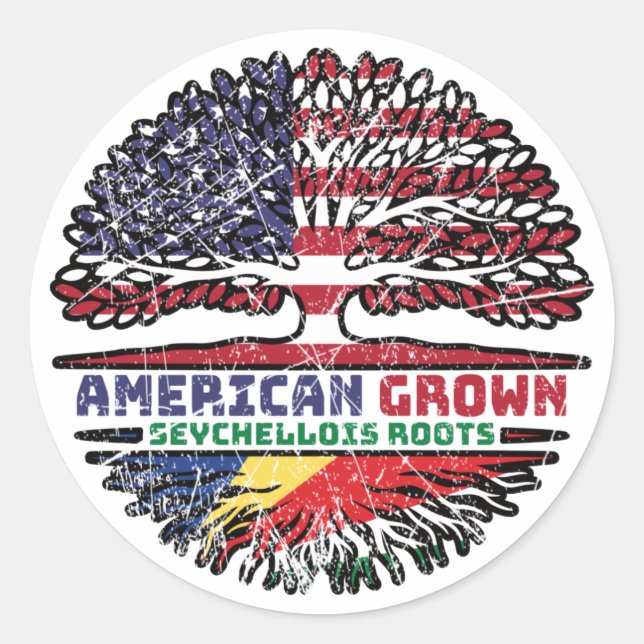 Seychelles Seychellois American USA Tree Roots Classic Round Sticker (Front)