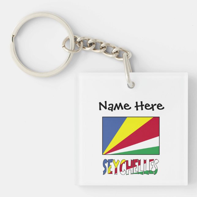 Seychelles Seychellois Flag Black Personalisation  Key Ring (Front)