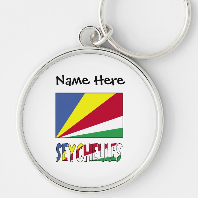 Seychelles Seychellois Flag Black Personalization  Key Ring (Front)