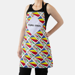 Seychelles Seychellois Flag Tiled Black Personal Apron
