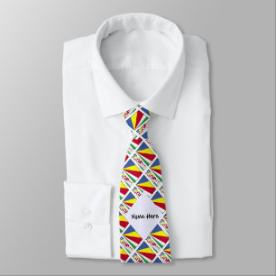 Seychelles Seychellois Flag Tiled Black Personal Tie