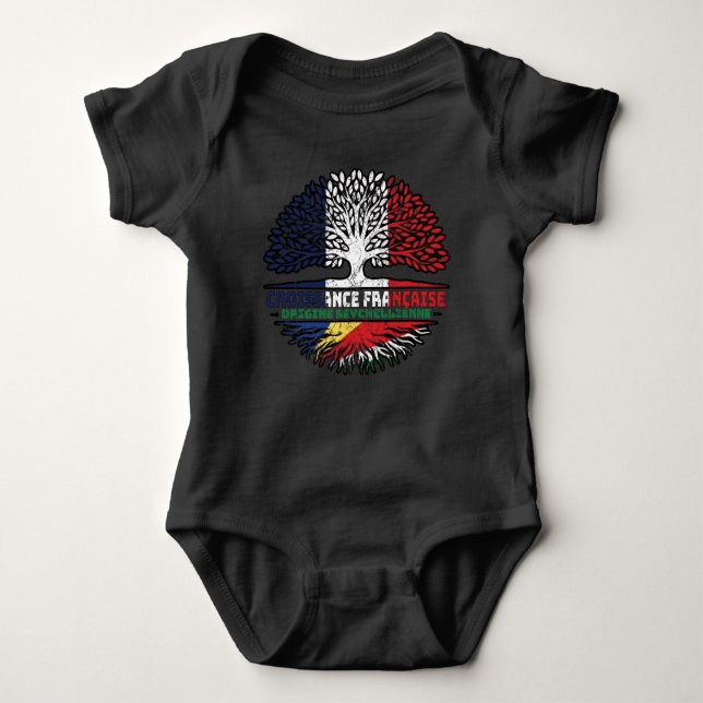 Seychelles Seychellois  French France Tree Roots Baby Bodysuit (Front)