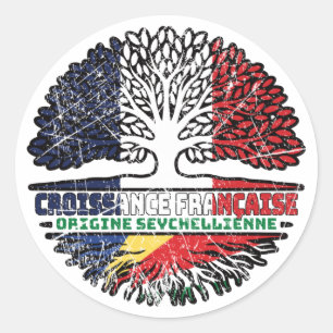 Seychelles Seychellois French France Tree Roots Classic Round Sticker
