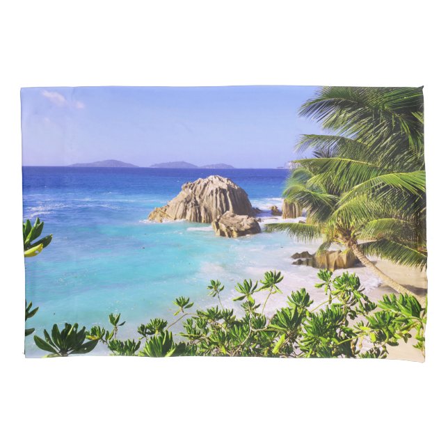 Seychelles Tropical Island Beach Pillowcase (Front)