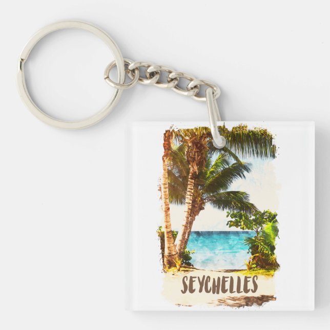 Seychelles Tropical Island Scenery View Key Ring (Front)