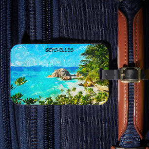 Seychelles Tropical Oil Painting – Vibrant Island  Luggage Tag