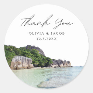 Seychelles Wedding Favour Photo Thank You Classic Round Sticker