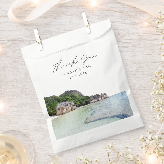 Seychelles Wedding Favour Thank You Bag (Clipped)