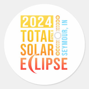 Seymour Indiana Total Solar Eclipse 2024 Classic Round Sticker