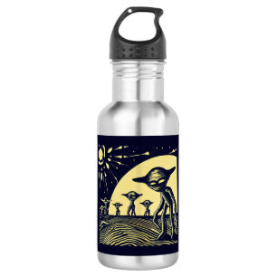 SF - Aliens On A Strange Planet Woodcut 2 532 Ml Water Bottle