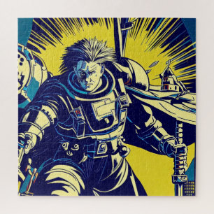 SF Anime Hero - Woodcut (1) Jigsaw Puzzle
