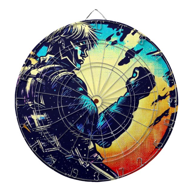 SF Anime Hero - Woodcut (2) Dartboard (Front)