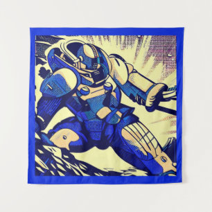 SF - Anime Hero Woodcut 4 Tapestry