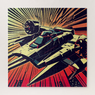 SF Anime Starfighter - Woodcut (1) Jigsaw Puzzle