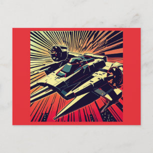 SF - Anime Starfighter Woodcut 1 Postcard