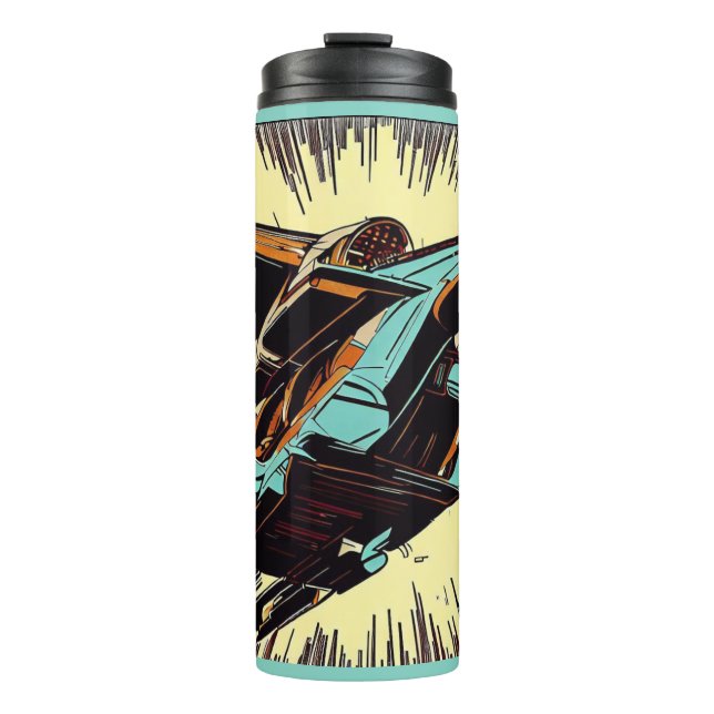 SF - Anime Starfighter Woodcut 3 Thermal Tumbler (Front)