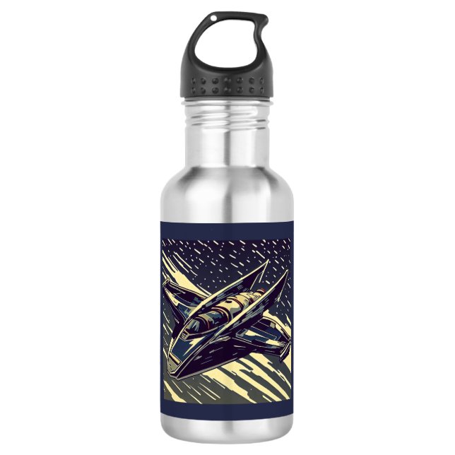 SF - Anime Starfighter Woodcut 4 532 Ml Water Bottle (Front)