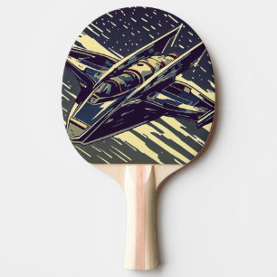 SF Anime Starfighter - Woodcut (4) Ping Pong Paddle