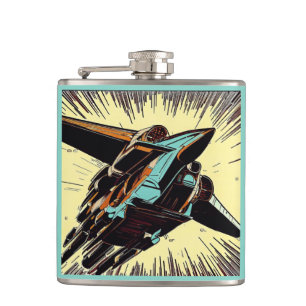 SF - Anime Starfighter Woodcut Vinyl Wrapped Flask