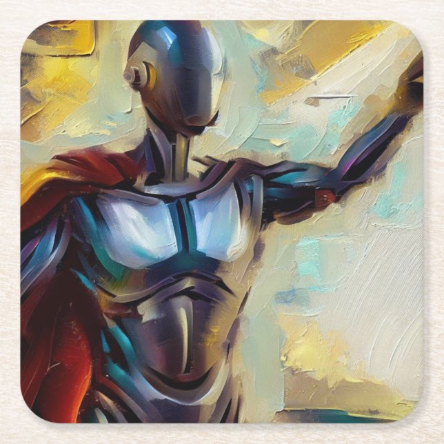 SF - Artificial Intelligence Hero 4 Square Paper Coaster (Front)