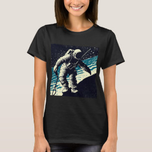 SF - Astronaut on Spacewalk Woodcut 2 T-Shirt