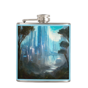 SF - City On Forest Planet 2 Hip Flask