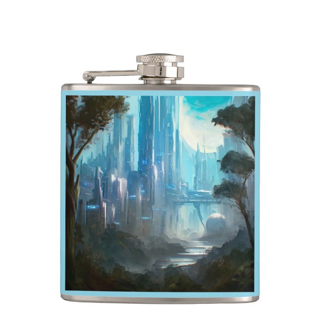 SF - City On Forest Planet 2 Hip Flask (Front)
