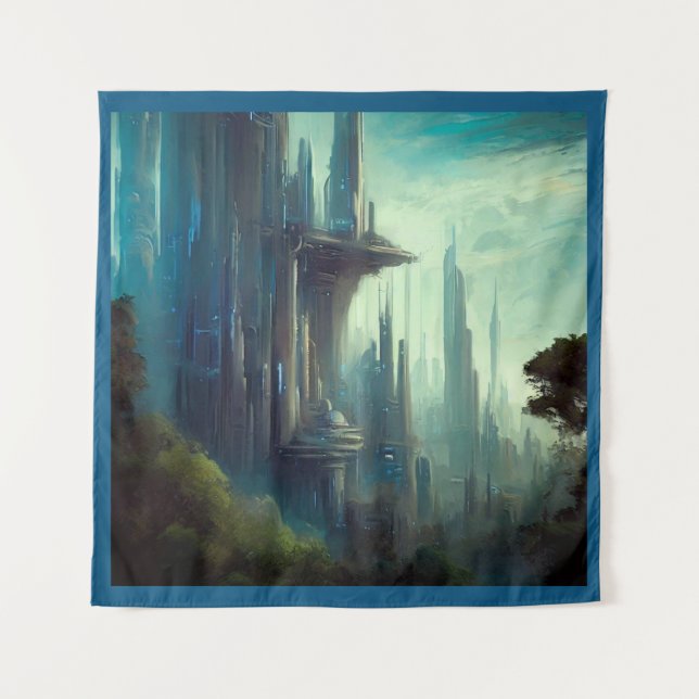 SF - City On Forest Planet 3 Tapestry (Front)