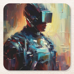 SF - Cyberpunk Hero 3 Square Paper Coaster