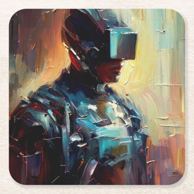 SF - Cyberpunk Hero 3 Square Paper Coaster (Front)