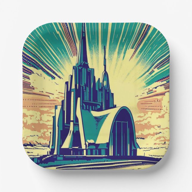 SF Futuristic Church 3 Paper Plate (Front)