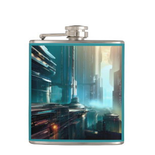 SF Futuristic City 3 Hip Flask