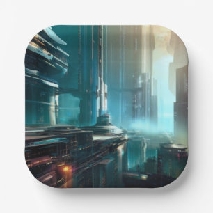 SF Futuristic City 3 Paper Plate