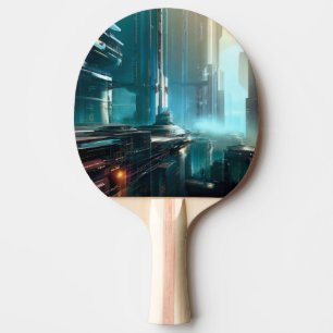SF Futuristic City (3) Ping Pong Paddle