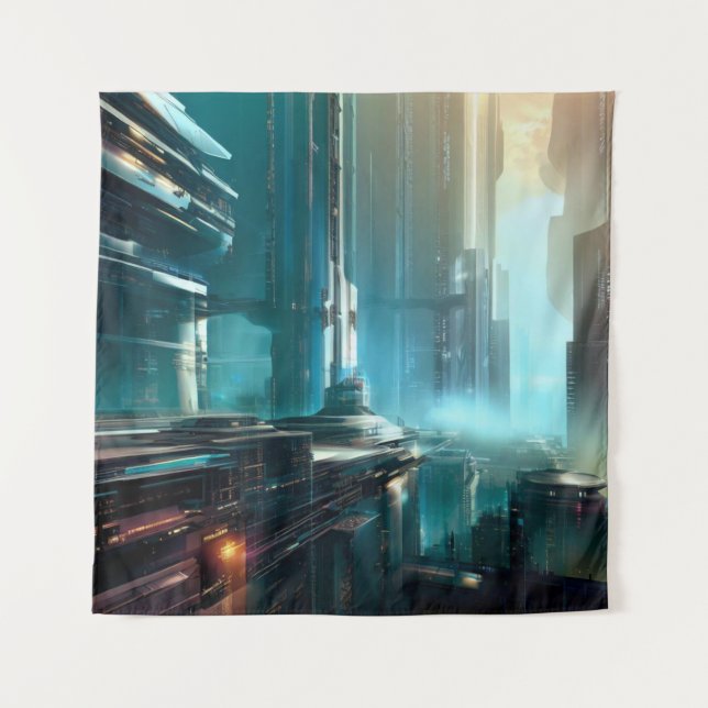 SF Futuristic City 3 Tapestry (Front)