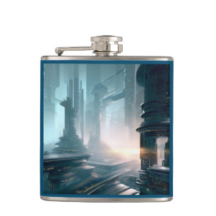 SF Futuristic City 4 Hip Flask