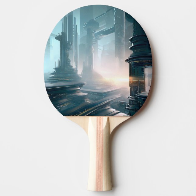 SF Futuristic City (4) Ping Pong Paddle (Front)