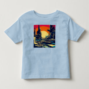 SF Futuristic City Woodcut 1 Toddler T-Shirt