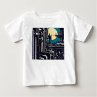 SF Futuristic City Woodcut 2