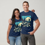 SF Futuristic City Woodcut 3 T-Shirt<br><div class="desc">Step into the future with this stunning design. Inspired by traditional Japanese woodcut style, this image presents a futuristic cityscape. The interconnected buildings, adorned with intricate details evoke a sense of mystery and wonder. Despite the dark, dystopian mood, the starry sky hints at endless possibilities. This piece is perfect for...</div>