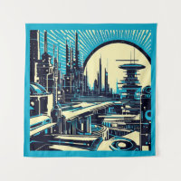 SF Futuristic City Woodcut 3