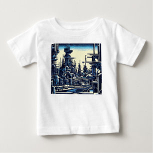 SF Futuristic City Woodcut 4 Baby T-Shirt