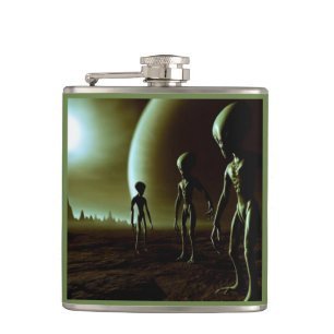 SF Gray Aliens 1 Hip Flask